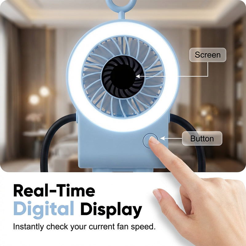Ventilador de mesa robótico flexible con luz LED