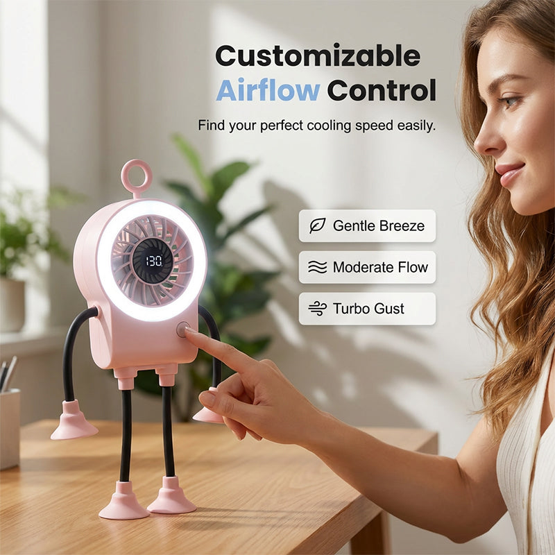 Ventilador de mesa robótico flexible con luz LED