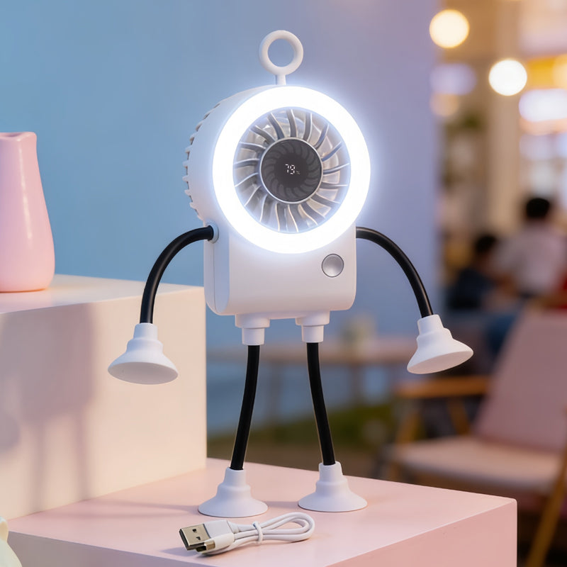 Ventilador de mesa robótico flexible con luz LED