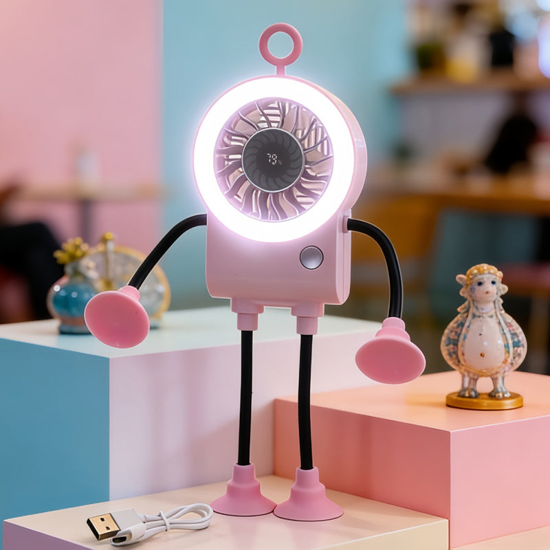Ventilador de mesa robótico flexible con luz LED