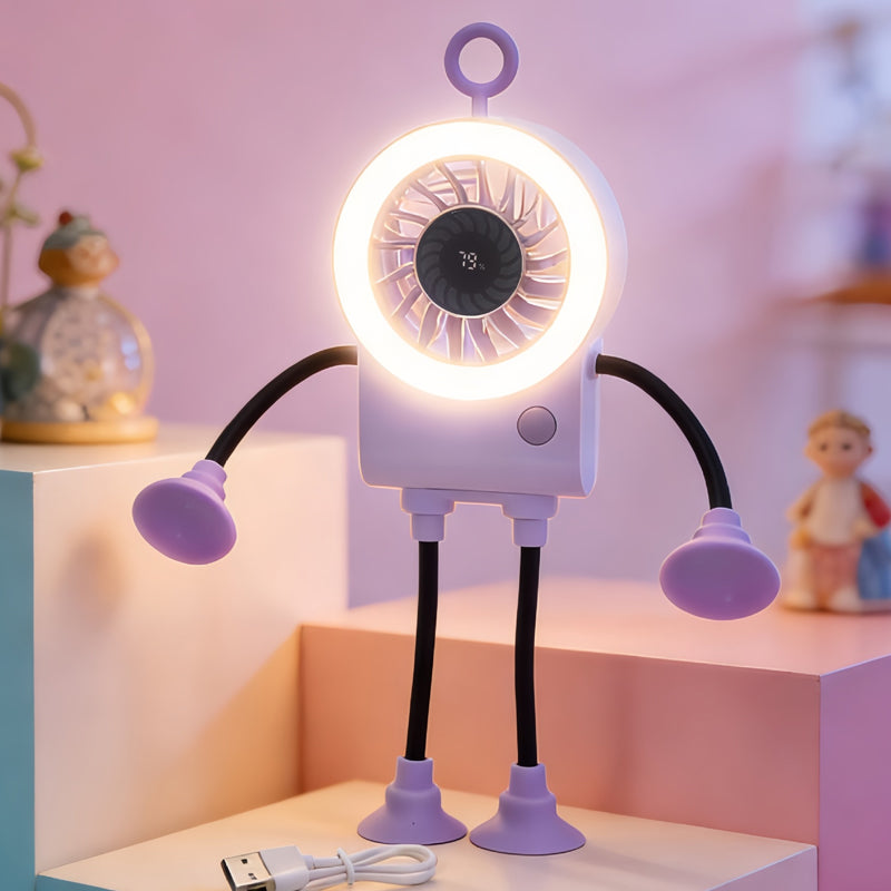 Ventilador de mesa robótico flexible con luz LED