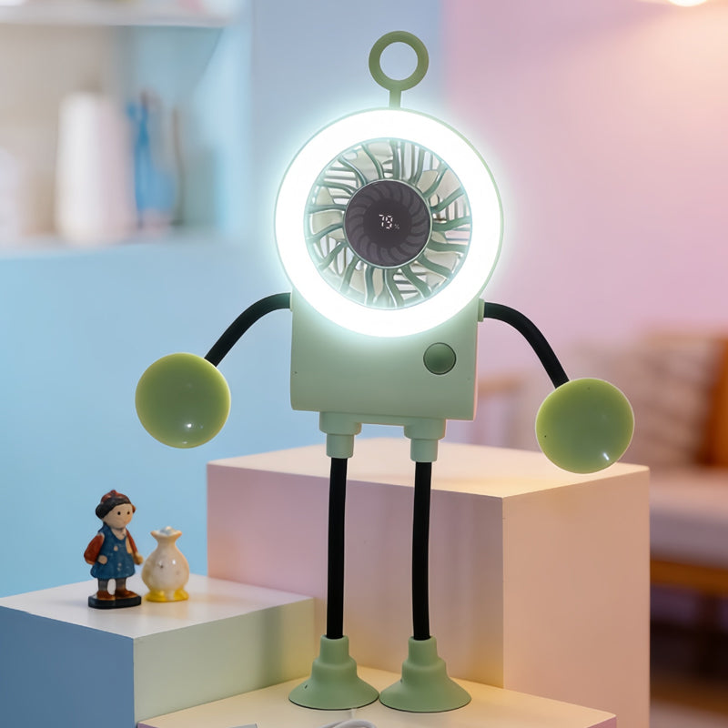 Ventilador de mesa robótico flexible con luz LED