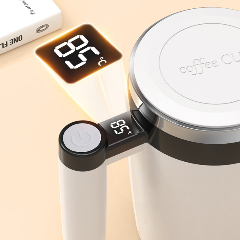 Taza de café recargable con agitador automático y pantalla digital
