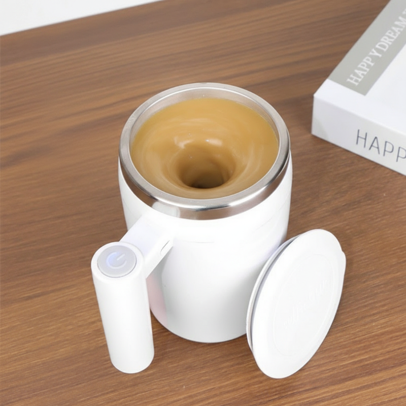 Taza de café recargable con agitador automático y pantalla digital
