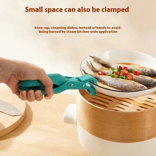 Pinza de Silicona Antiquemaduras Multifunción para Cocina, Clip para Ollas y Boles, Soporte para Cucharas