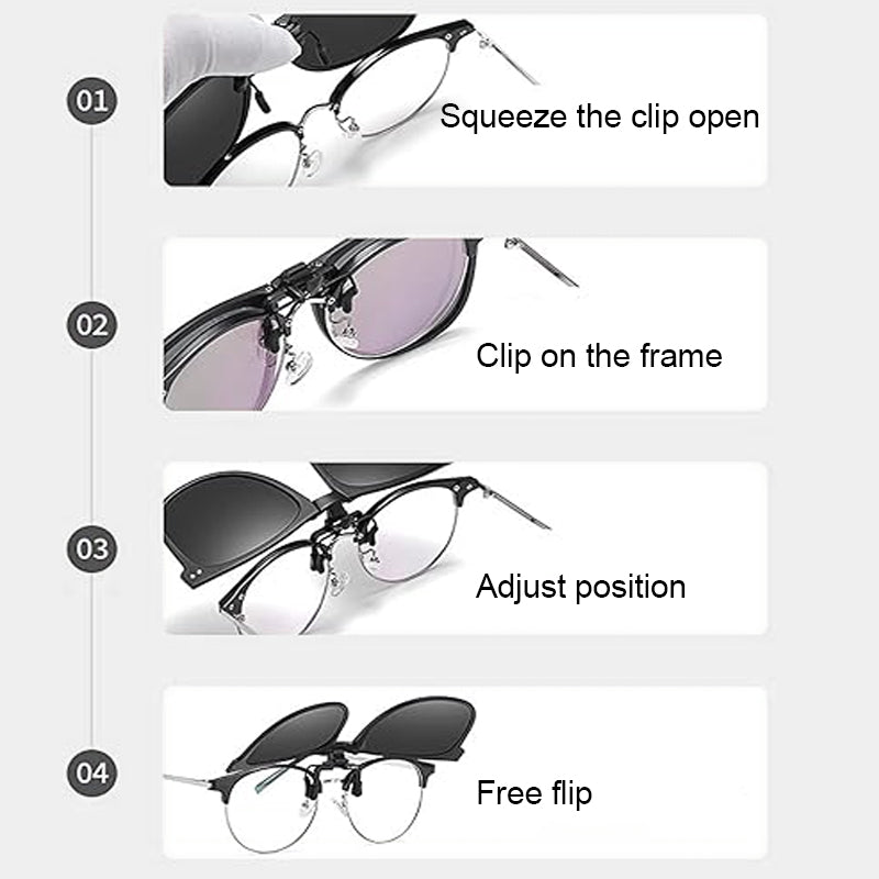Lentes de Sol de Clip Polarizados y Plegables para Armazón