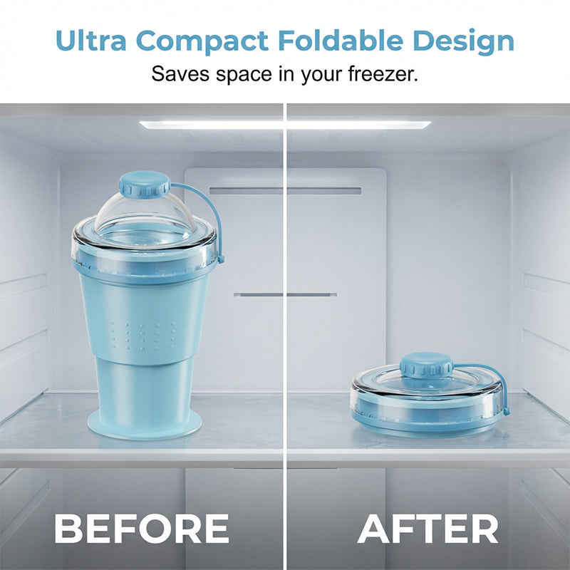 Vaso Plegable de Silicona para Hielos en Bola con Popote Incluido