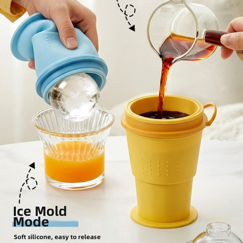 Vaso Plegable de Silicona para Hielos en Bola con Popote Incluido
