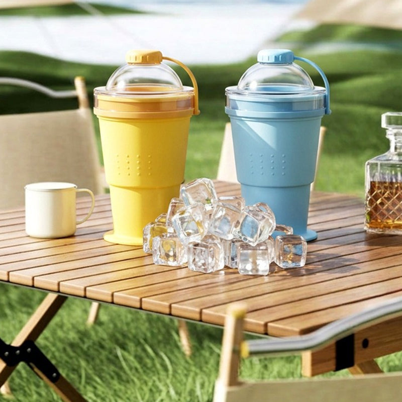 Vaso Plegable de Silicona para Hielos en Bola con Popote Incluido