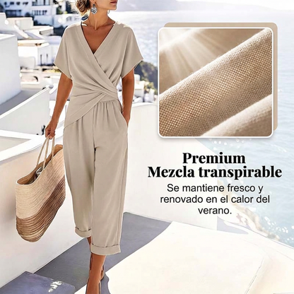 ⏰🔥 ¡50% DE DESCUENTO POR TIEMPO LIMITADO! 💃 Elegante vestido con escote en V y cintura marcada: crea al instante un look femenino y favorecedor ✨👗