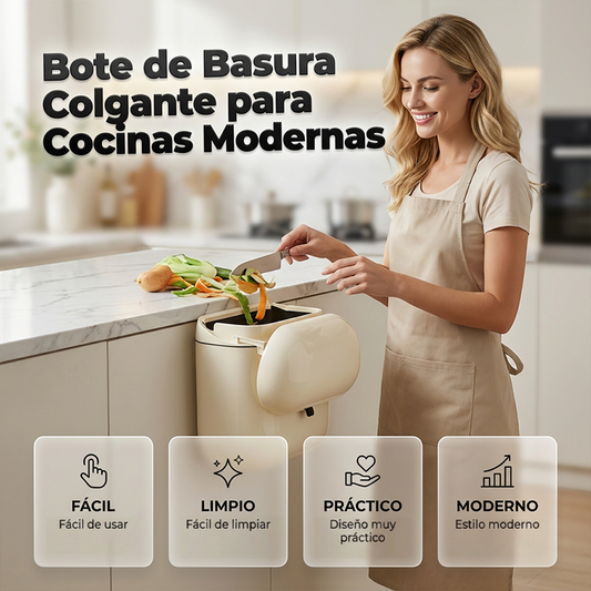 Bote de basura de cocina montado en la pared con tapa