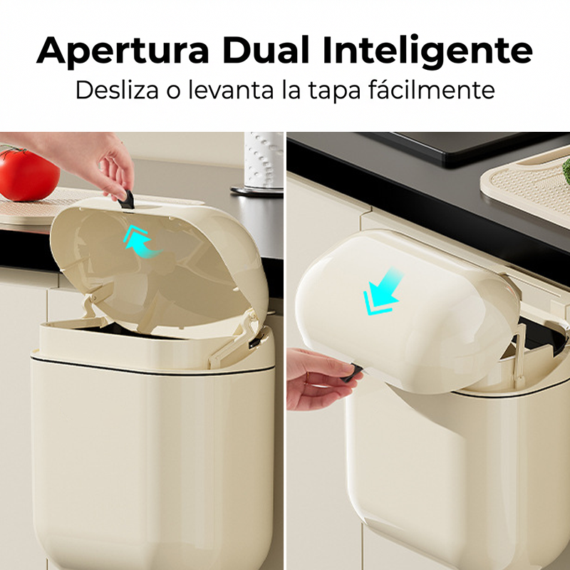 Bote de basura de cocina montado en la pared con tapa