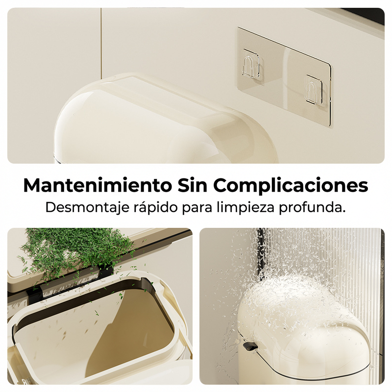 Bote de basura de cocina montado en la pared con tapa