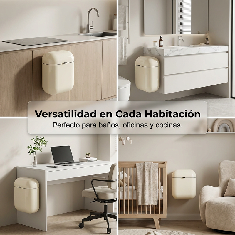 Bote de basura de cocina montado en la pared con tapa