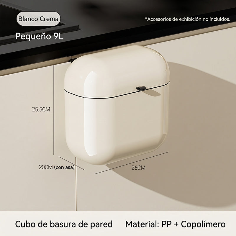 Bote de basura de cocina montado en la pared con tapa