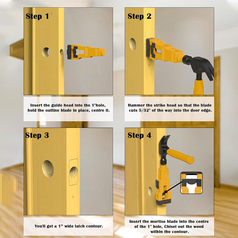 🔨 ¡OFERTA ESPECIAL 30% DE DESCUENTO POR TIEMPO LIMITADO! ⏰ Herramienta Profesional de Instalación de Pasador de Puerta – Guía de Morteado Precisa, Ajustable, Cuchilla Integrada y ABS Durable ✨