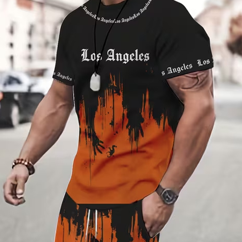 Conjunto de Playera y Short para Hombre con Estampado Gráfico