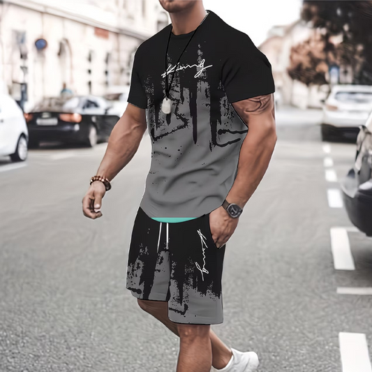 Conjunto de Playera y Short para Hombre con Estampado Gráfico