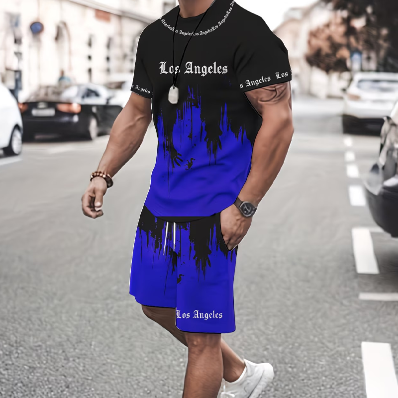 Conjunto de Playera y Short para Hombre con Estampado Gráfico