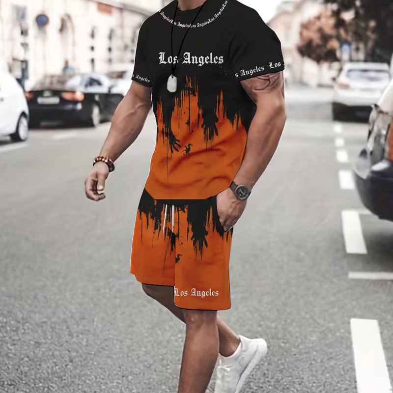 Conjunto de Playera y Short para Hombre con Estampado Gráfico