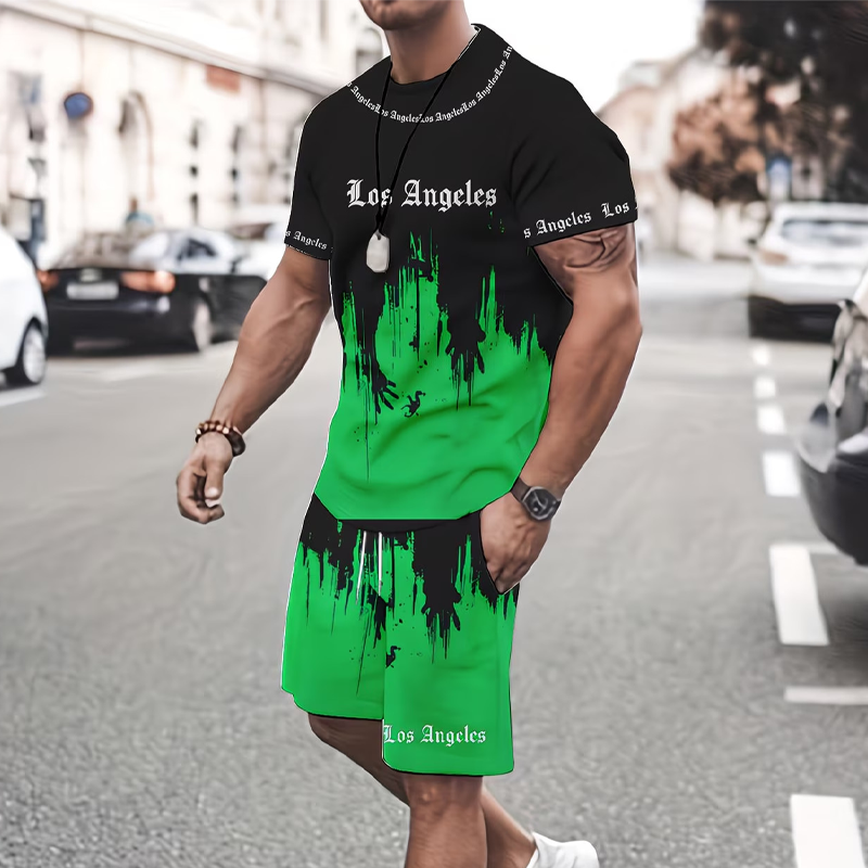 Conjunto de Playera y Short para Hombre con Estampado Gráfico