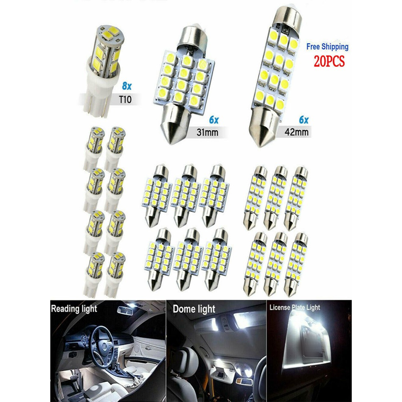 Juego de 20 luces LED universales para el interior del coch