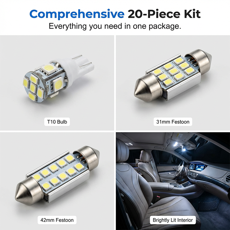 Juego de 20 luces LED universales para el interior del coch