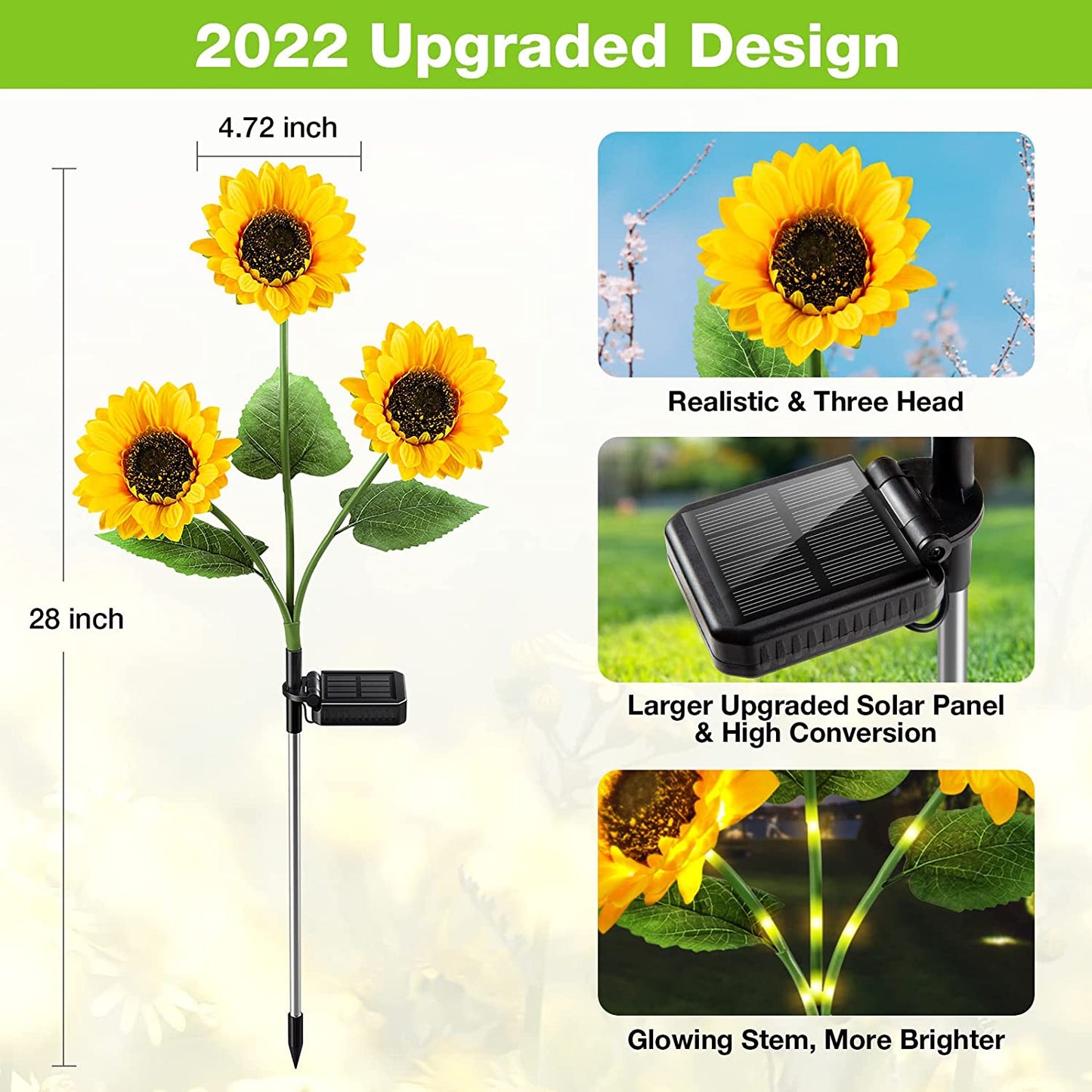 Luz Solar LED de Jardín en Estaca con Diseño de Girasol