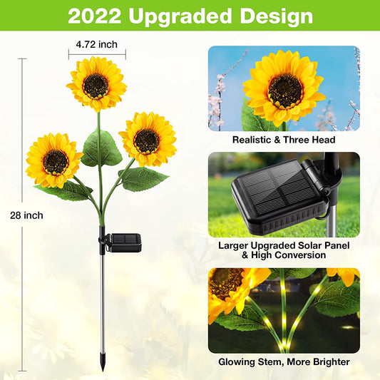 Luz Solar LED de Jardín en Estaca con Diseño de Girasol