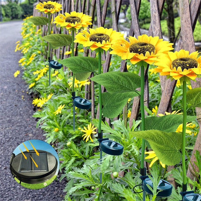Luz Solar LED de Jardín en Estaca con Diseño de Girasol