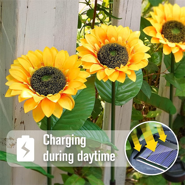 Luz Solar LED de Jardín en Estaca con Diseño de Girasol