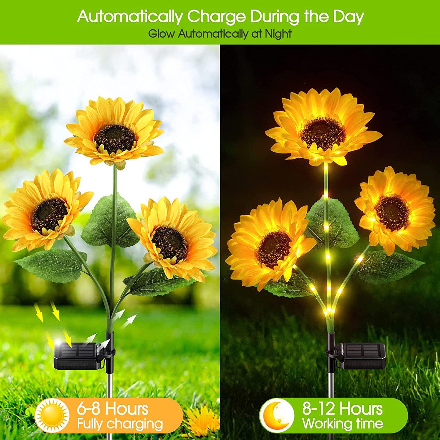 Luz Solar LED de Jardín en Estaca con Diseño de Girasol