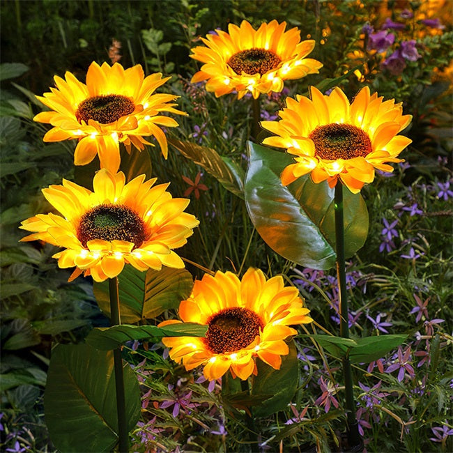 Luz Solar LED de Jardín en Estaca con Diseño de Girasol