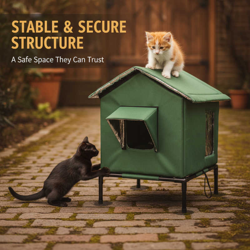 Caseta elevada para gatos para exterior, apta para cualquier clima