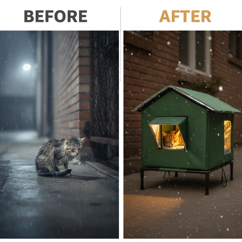 Caseta elevada para gatos para exterior, apta para cualquier clima