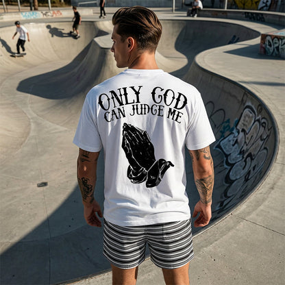 ¡OFERTA POR TIEMPO LIMITADO 50% DE DESCUENTO! 👕 Camiseta de Hombre 'Manos en Oración' – 100% Algodón, Estampado Simbólico ✨