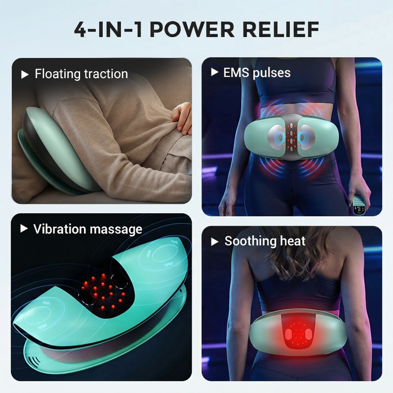 Masajeador Eléctrico Lumbar Recargable con Calor para Espalda Baja