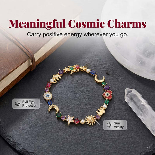 ⭐Donde se encuentran la estrella y la luna🌙Pulsera con dijes celestiales de estilo caprichoso