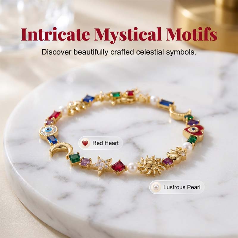 ⭐Donde se encuentran la estrella y la luna🌙Pulsera con dijes celestiales de estilo caprichoso