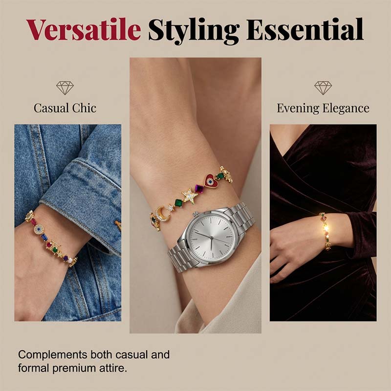 ⭐Donde se encuentran la estrella y la luna🌙Pulsera con dijes celestiales de estilo caprichoso