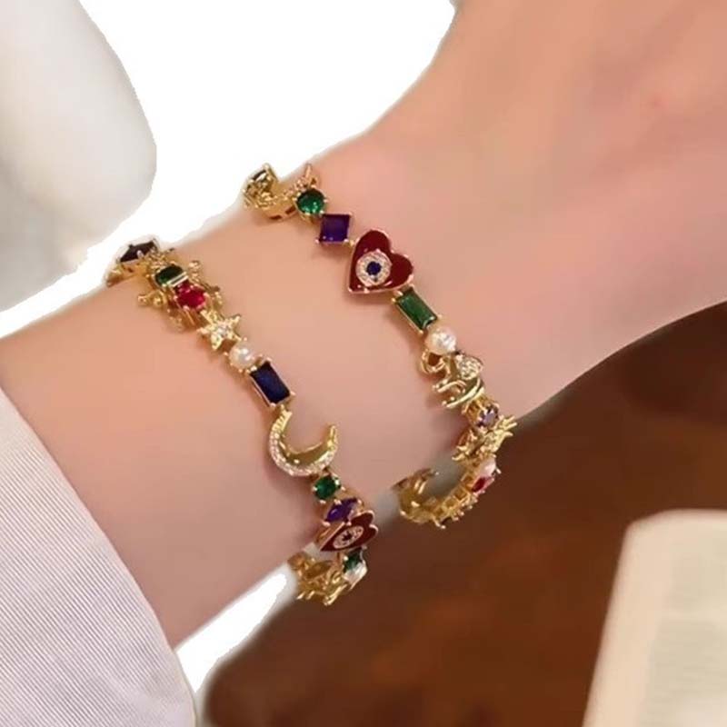 ⭐Donde se encuentran la estrella y la luna🌙Pulsera con dijes celestiales de estilo caprichoso