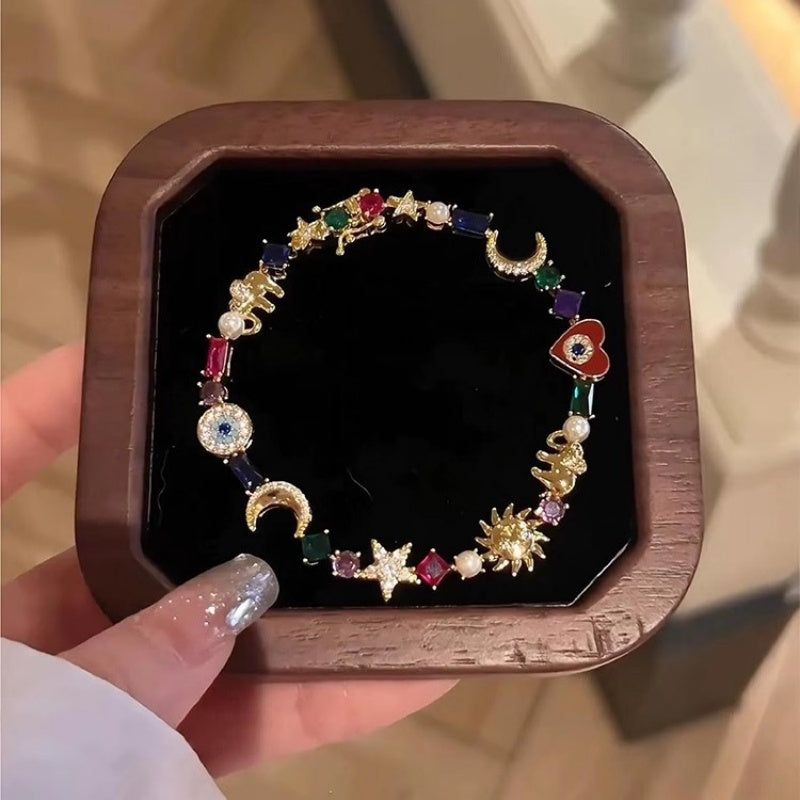 ⭐Donde se encuentran la estrella y la luna🌙Pulsera con dijes celestiales de estilo caprichoso