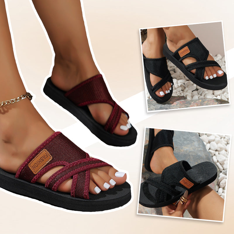 Sandalias de deslizamiento con banda cruzada elegantes para mujeres