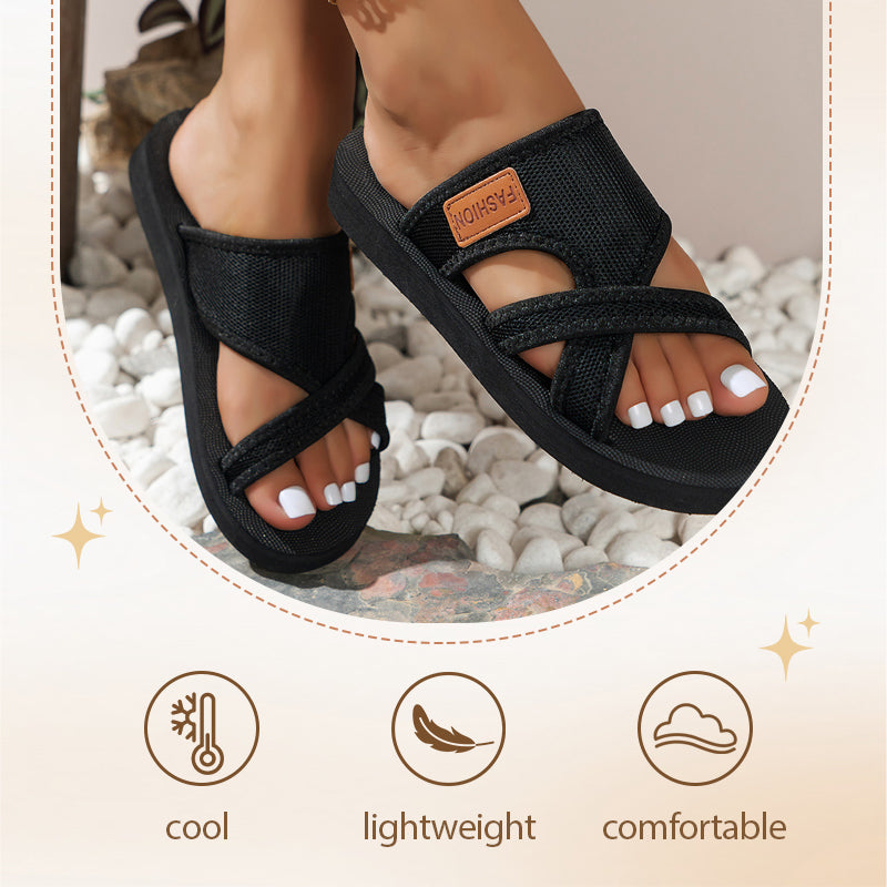 Sandalias de deslizamiento con banda cruzada elegantes para mujeres