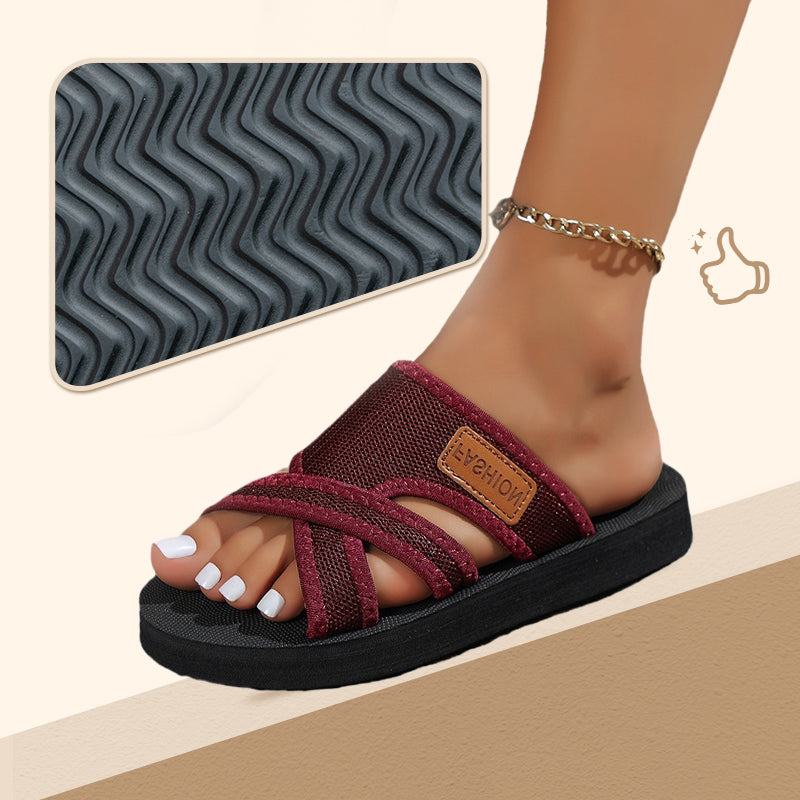 Sandalias de deslizamiento con banda cruzada elegantes para mujeres