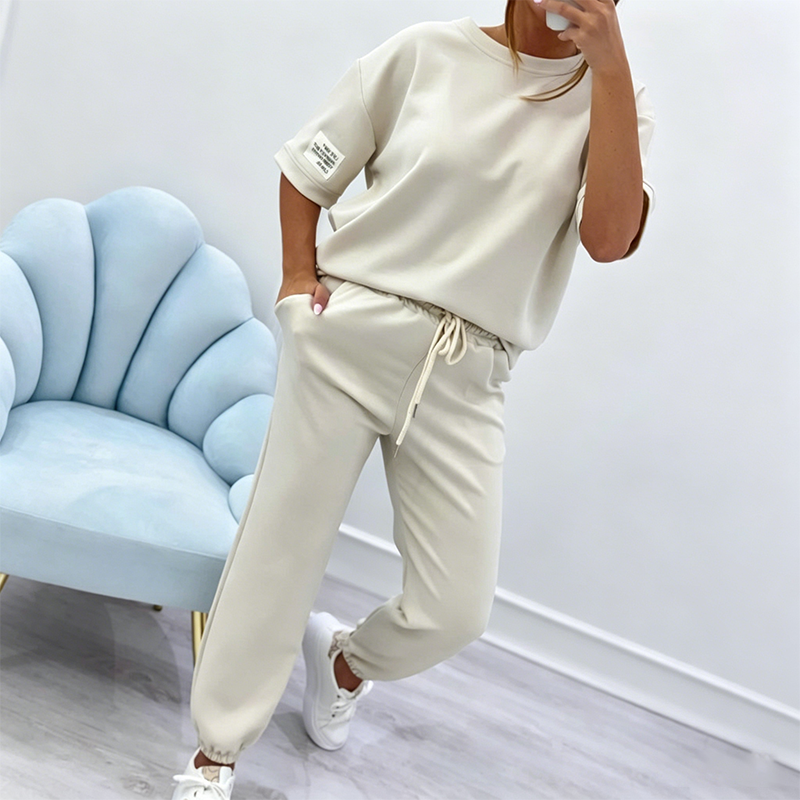 Conjunto Casual para Dama de Blusa Manga Corta y Pantalón
