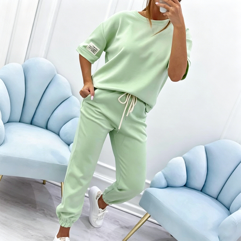 Conjunto Casual para Dama de Blusa Manga Corta y Pantalón