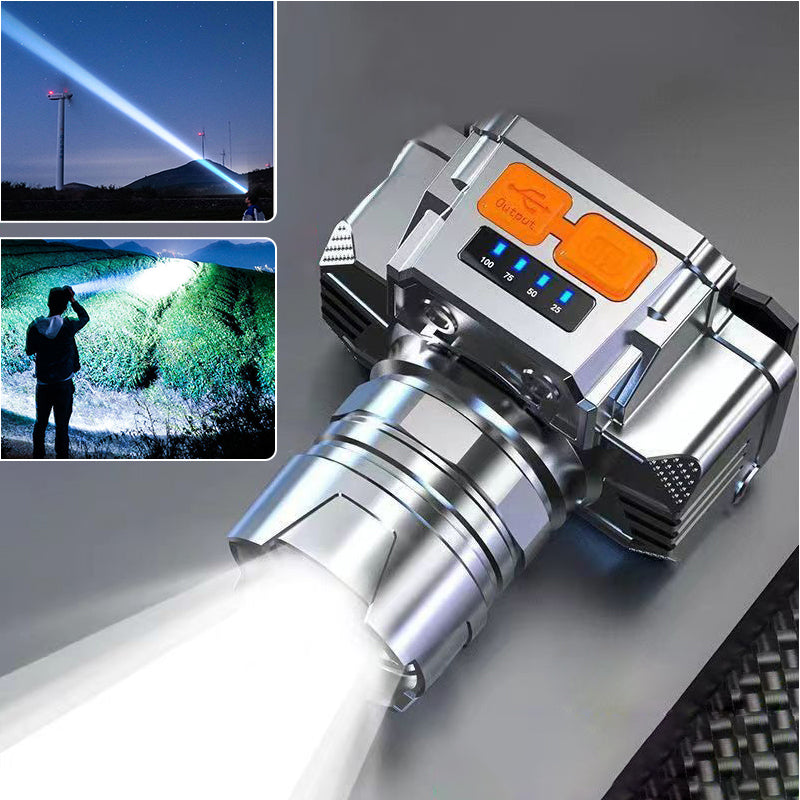 Linterna Frontal LED Potente para Pesca y Exteriores, Recargable y Resistente al Agua