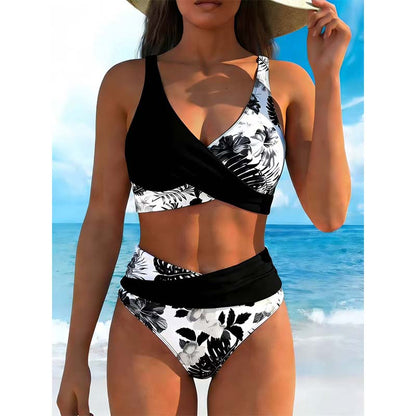 Bikini para Mujer de Tiro Alto con Estampado Floral