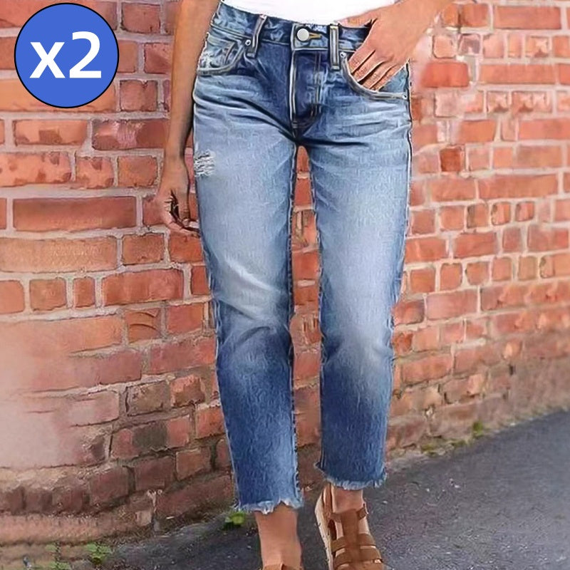 Jeans Rotos de Mujer Corte Slim Fit a la Moda
